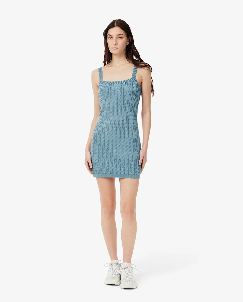 

Вязаное платье с плетеным узором и эффектом постиранности Lacoste, синий