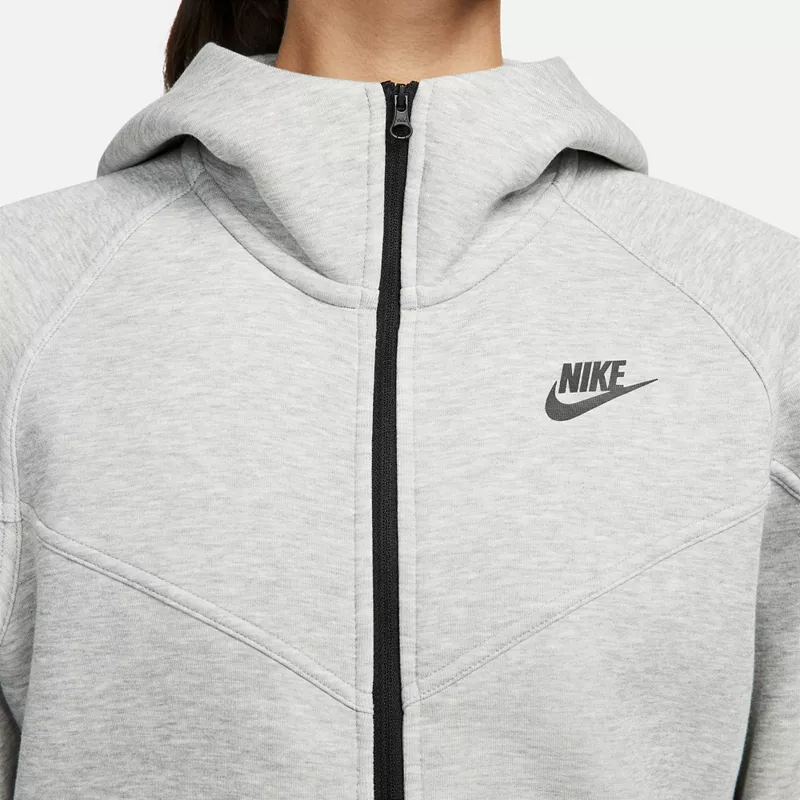 Женская худи Nike Sportswear Tech Fleece Windrunner с молнией во всю длину, цвет Dk Heather Grey — фото 4