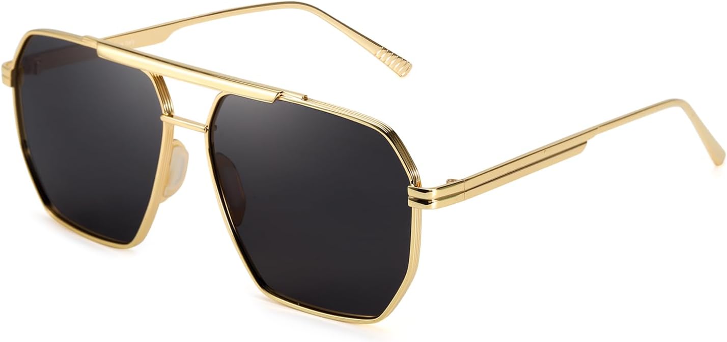 

Солнцезащитные очки-авиаторы SODQW с защитой от спутывания линз для женщин и мужчин, квадратные, поляризованные, с защитой от УФ-излучения UV400, модные и стильные, подходят для вождения, A01- Gold/Grey