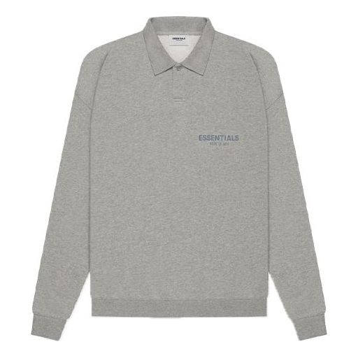 

Рубашка ss21 long sleeve french terry polo shirt 'dark heather oatmeal' Fear Of God Essentials, серый