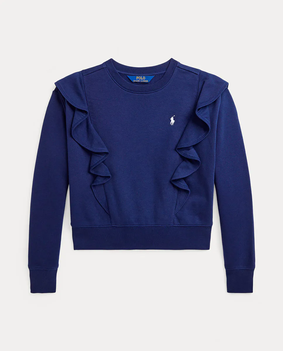 

Толстовка с капюшоном и оборками для девочек Polo Ralph Lauren, темно-синий