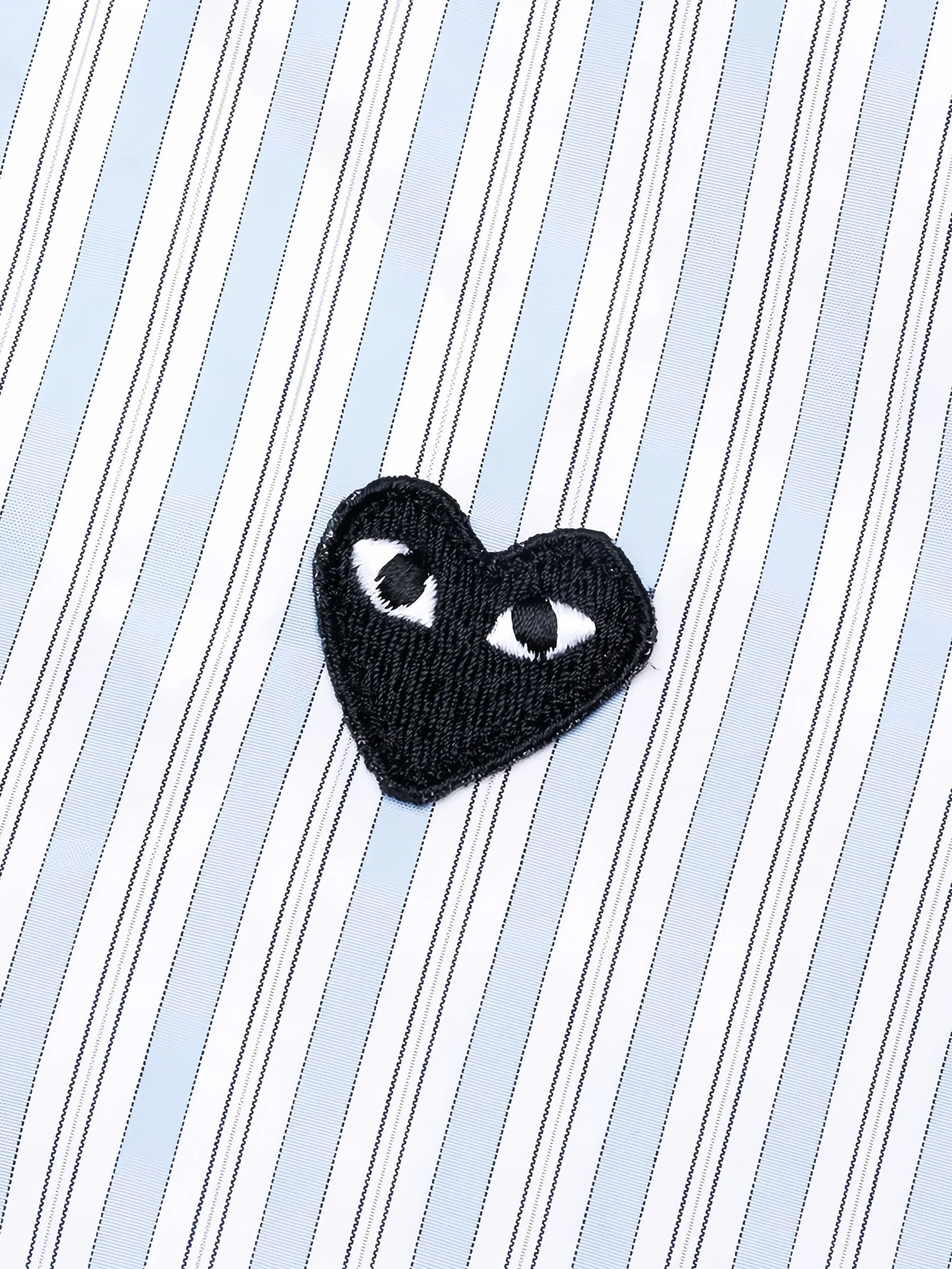Полосатая рубашка с логотипом Comme Des Garçons Play Kids, синий — фото 3