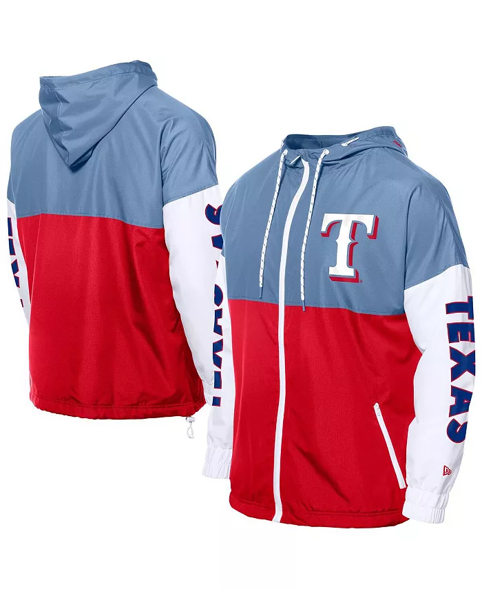 

Мужская ветровка-толстовка с молнией Texas Rangers в красно-голубом цвете с контрастными вставками New Era