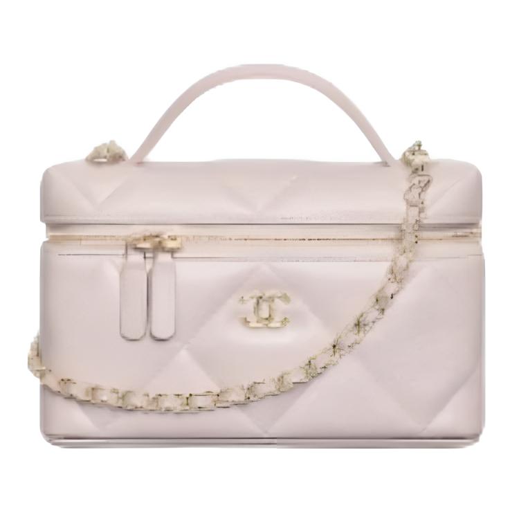 

CHANEL Косметичка из глянцевой телячьей кожи с зернистым тиснением, Women's Light Pink