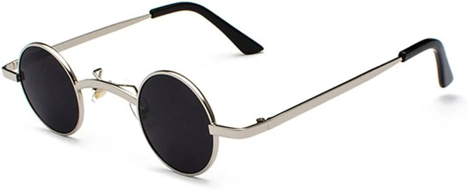 

Модные женские круглые солнцезащитные очки, маленькие металлические солнцезащитные очки для женщин, мужские солнцезащитные очки для женщин LOVQZAOF, C2 Silver-grey