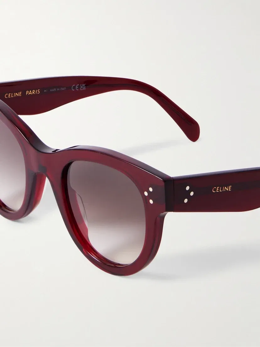Круглые солнцезащитные очки в ацетатной оправе CELINE EYEWEAR, красный — фото 4