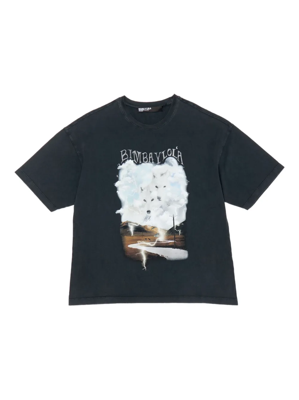 

Футболка с принтом волка и логотипом Bimba y Lola, черный