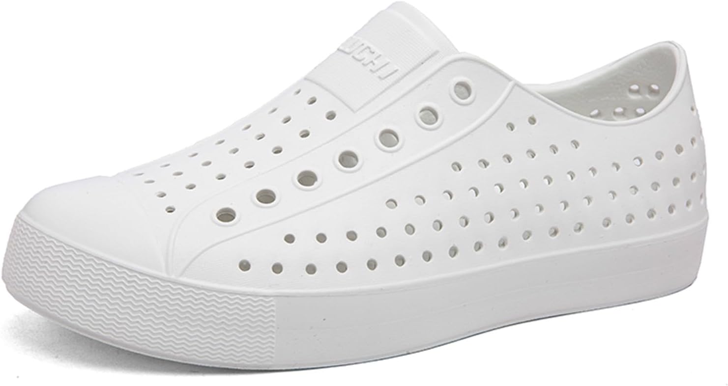 

Водонепроницаемые садовые сабо для мужчин и женщин - легкие дышащие тапочки из ЭВА - удобная нескользящая повседневная обувь для улицы, пляжа и ежедневного ношения Fliozy, белый