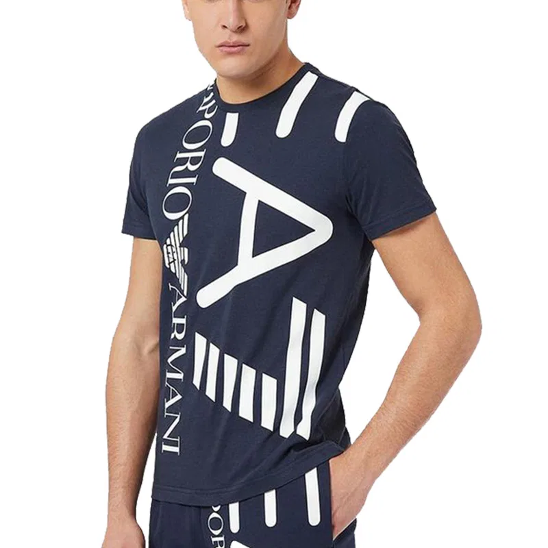 Футболка с круглым вырезом Emporio Armani темно-синяя — фото 4