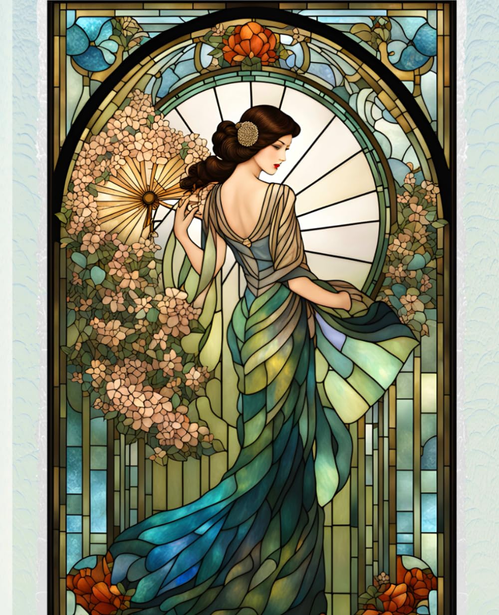 

ROARING 20s FLAPPER LADY CHINOISE DAME - STAINED GLASS * COMPOSITION NOTEBOOK Journal Diary-Post Victorian Early Turn of the Century Women Lady Girl ... GIFT Homeschool Ivy League University (Independently published)