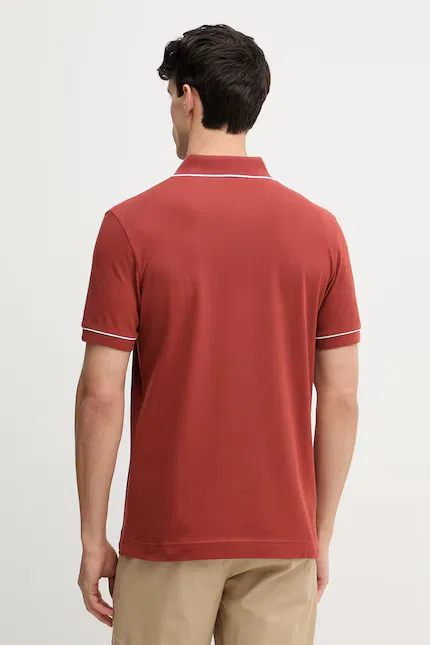 Поло эластичный хлопок Lacoste, оранжевый — фото 3