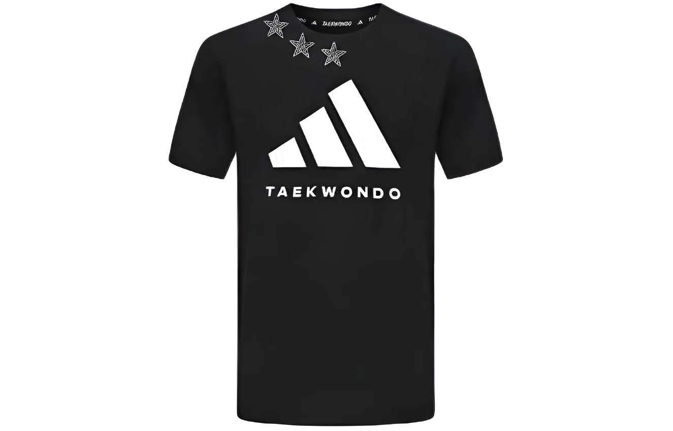 Футболка хлопковая свободная Adidas Taekwondo черная — фото 3