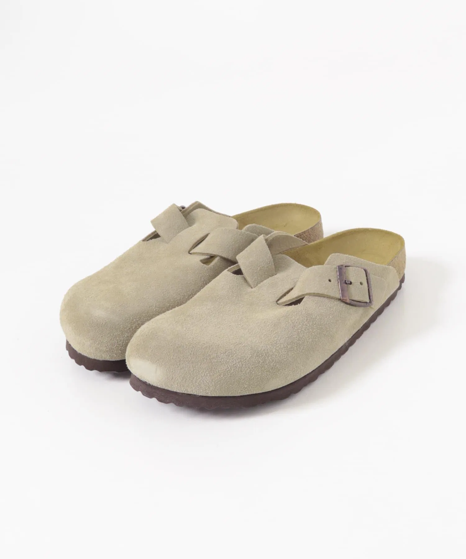 Мужские замшевые сандалии Birkenstock Boston бежевые
