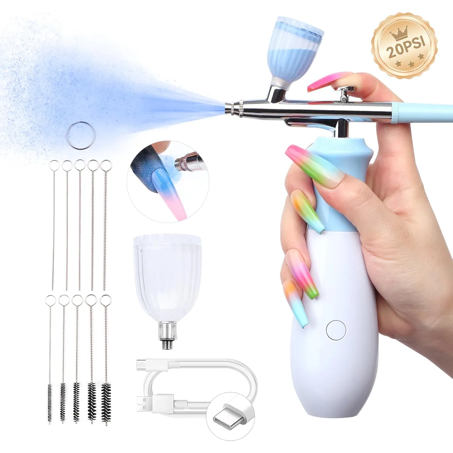 Аэрограф SAVILAND для ногтей с компрессором, 25 PSI ‎Saviland, Airbrush Set
