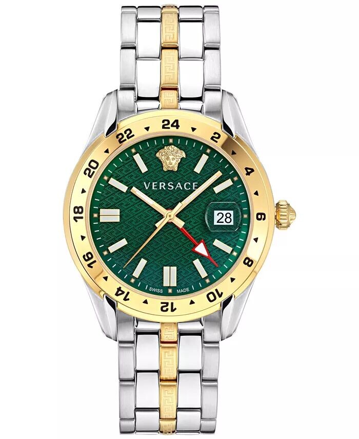 

Мужские швейцарские часы Greca Time GMT с двухцветным браслетом из нержавеющей стали, 41 мм Versace, мультиколор
