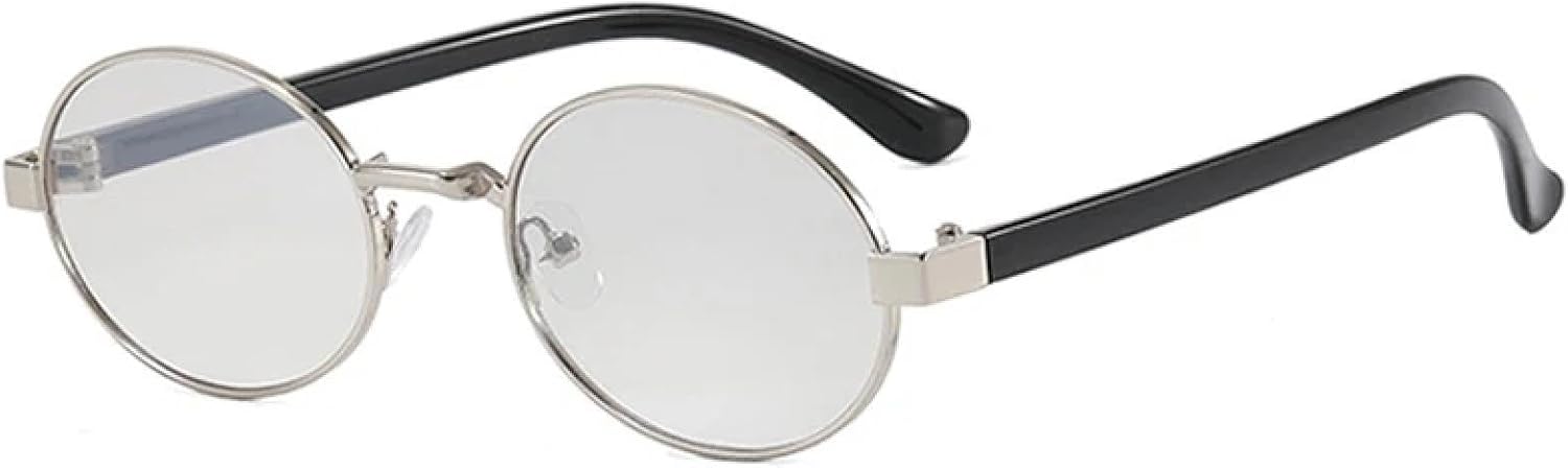 

Винтажные маленькие металлические овальные женские солнцезащитные очки, модные прозрачные градиентные линзы, защита от УФ-излучения UV400, мужские солнцезащитные очки в стиле панк TKKTLLT, Silver Black Gray