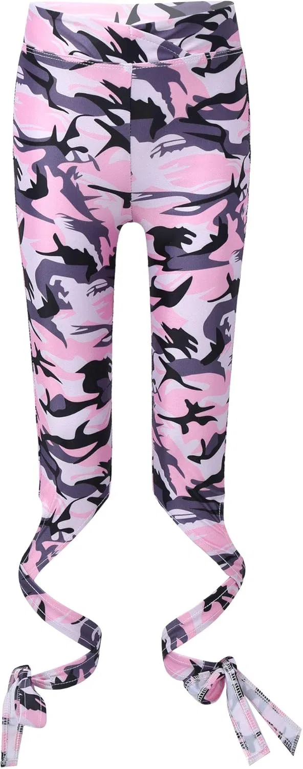 Детские леггинсы с перекрестными лямками, Loodgao, Camouflage Pink