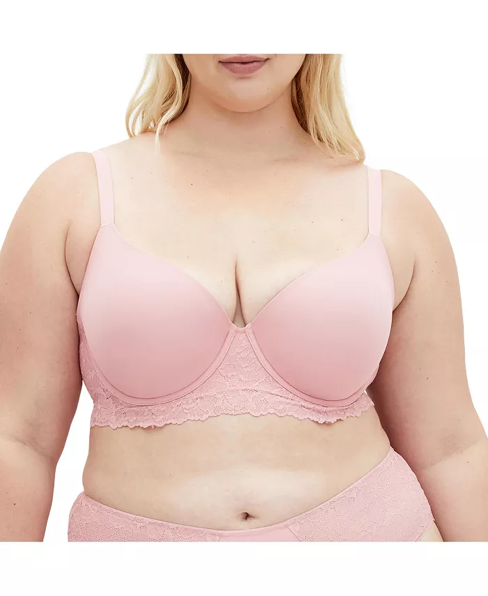 

Бюстгальтер Gemma Contour Longline размера Plus CITY CHIC, розовый