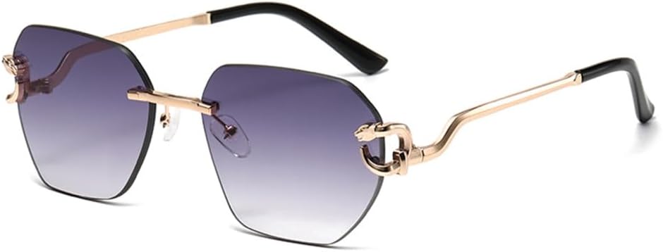 

Солнцезащитные очки неправильной формы, без оправы, с металлическими дужками в стиле «леопардовый принт», зеркальные дужки, персонализированные, модные, универсальные, стильные TYUVIVO, Grey