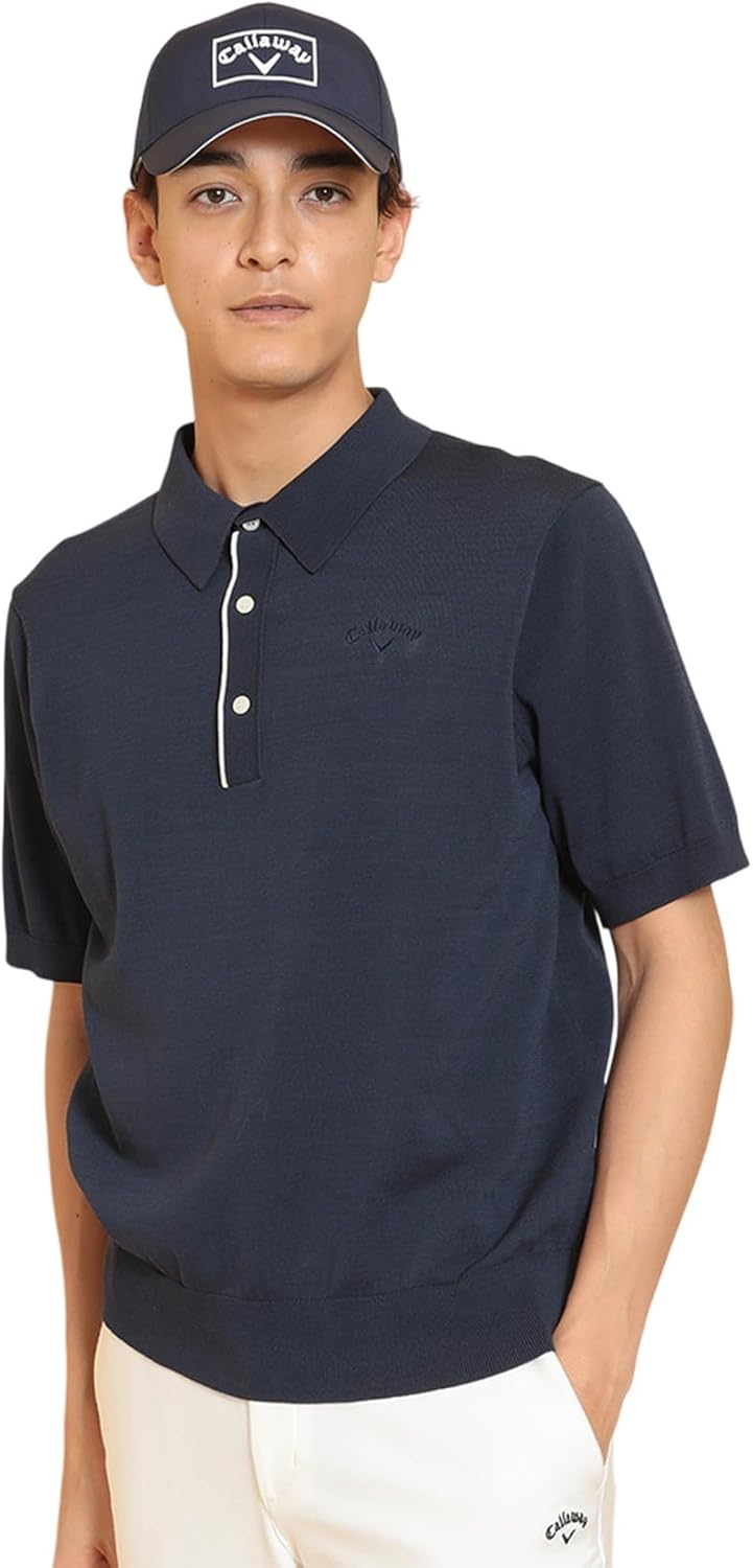 

Мужская трикотажная рубашка-поло с коротким рукавом Callaway C25134102 (однотонная) / для гольфа, темно-синий