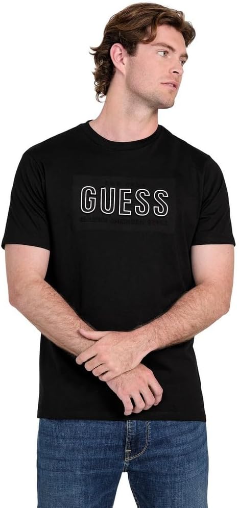 

Мужская футболка Guess Eco с коротким рукавом и тисненым логотипом Guess, Jet Black Multi, Черный, Мужская футболка Guess Eco с коротким рукавом и тисненым логотипом Guess, Jet Black Multi