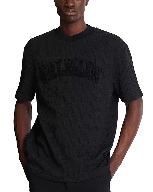 Футболка с монограммой и логотипом Balmain, Black