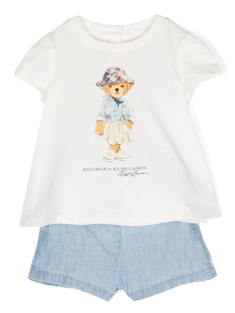 

Комплект из топа и шортов с логотипом Polo Pony POLO RALPH LAUREN KIDS, белый