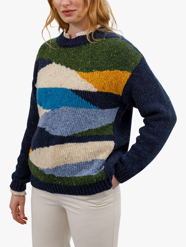 

Джемпер из чистой шерсти intarsia landscape Celtic & Co., темно-синий/разноцветный