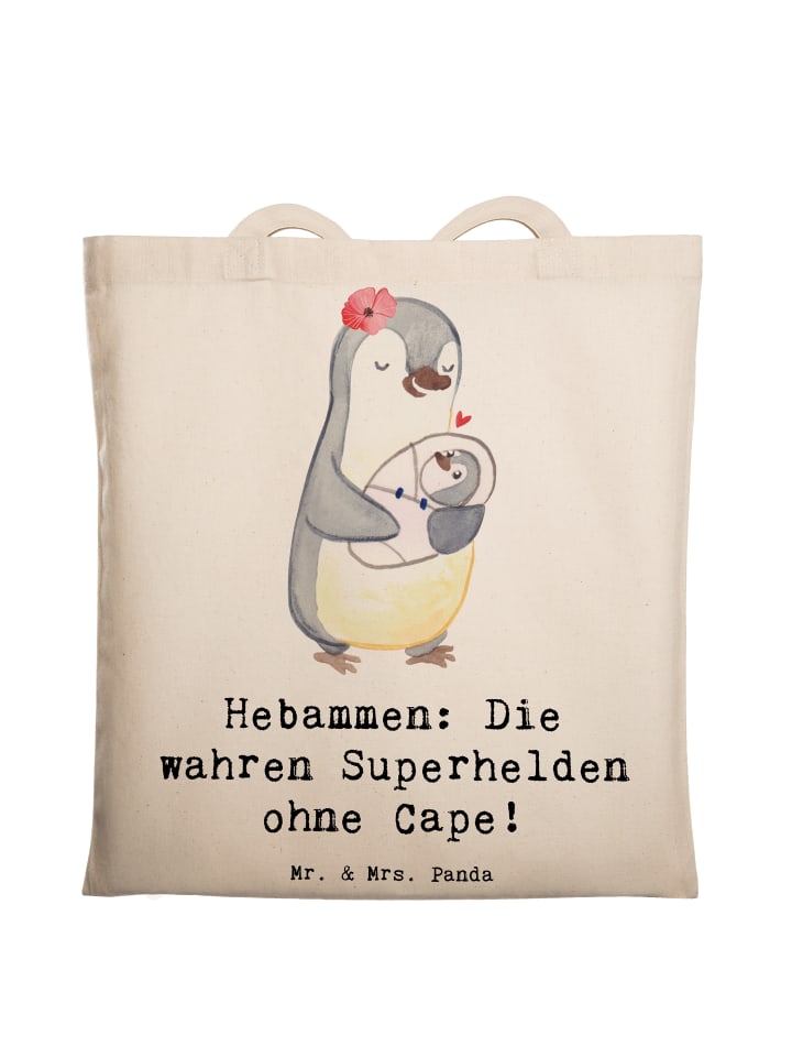 

Сумка-шоппер Акушерка-супергерой с надписью в кремовом цвете Mr. & Mrs. Panda