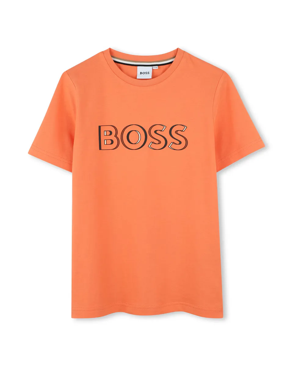 

Футболка для мальчика из оранжевого хлопка BOSS Kidswear, коралловый
