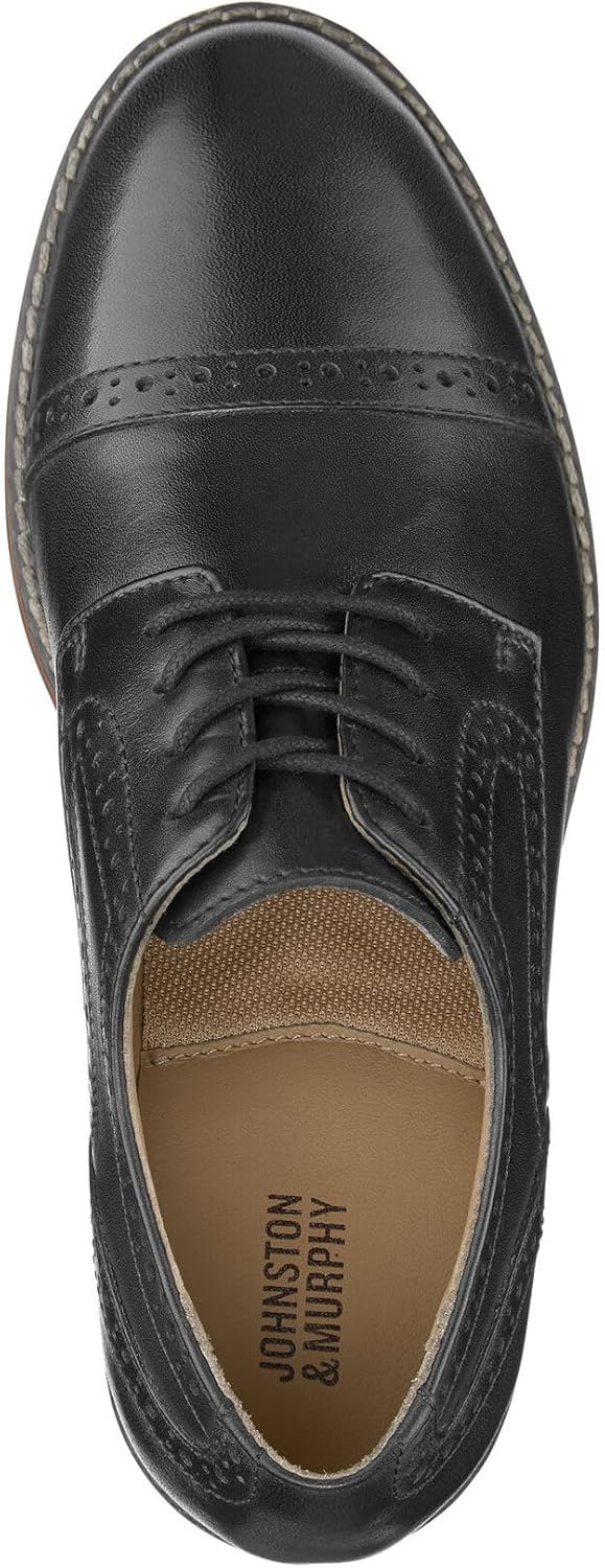 Туфли для мальчиков Johnston Murphy Big Kid Conard Cap Toe с шнуровкой Johnston & Murphy, черный — фото 2