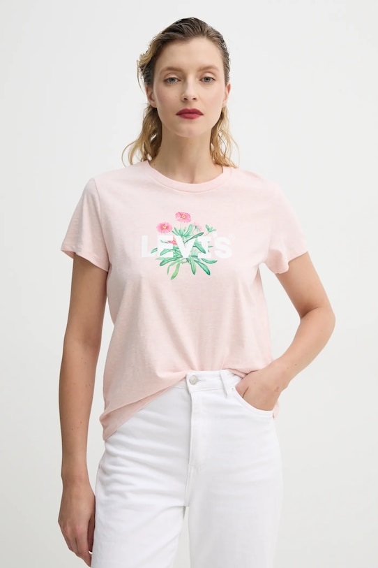 

Хлопковая футболка THE PERFECT TEE Levi'S, розовый