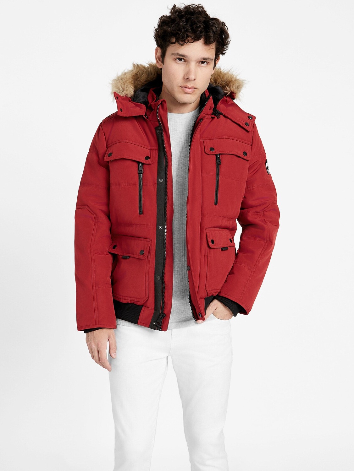 

Пуховик Дастина Guess Factory, цвет Red Noir