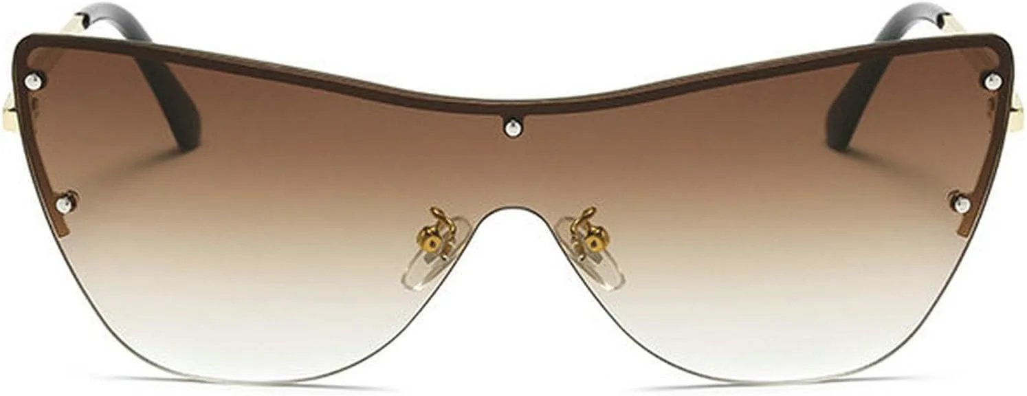 

Солнцезащитные очки COTIA One Piece без оправы для женщин и мужчин, квадратные, увеличенного размера, в стиле ретро, ​​с металлическим покрытием, модель W37, Tea