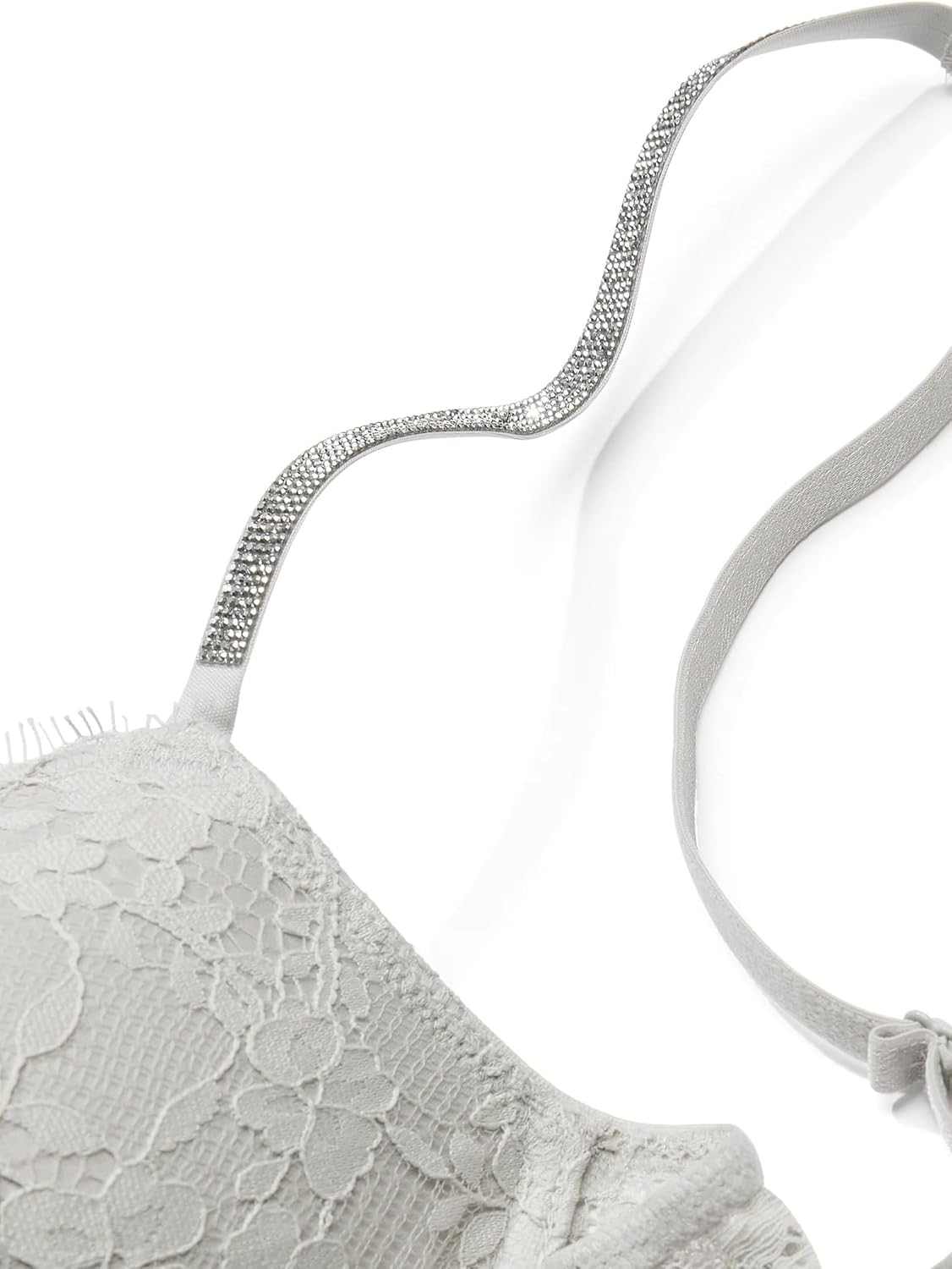 Victoria's Secret трусики V-стринг с кружевом и стразами, цвет Gray, Gray/Silver Pearl — фото 4