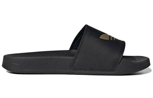 Тапочки adilette lite slide 'black matte gold' Adidas, черный — фото 3