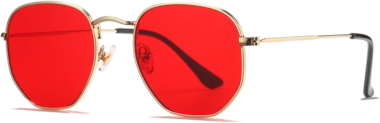 

Солнцезащитные очки HJSTES маленького размера с поляризацией, модные, в шестиугольной металлической оправе, с зеркальными линзами и защитой от УФ-излучения, B03 Gold/Red