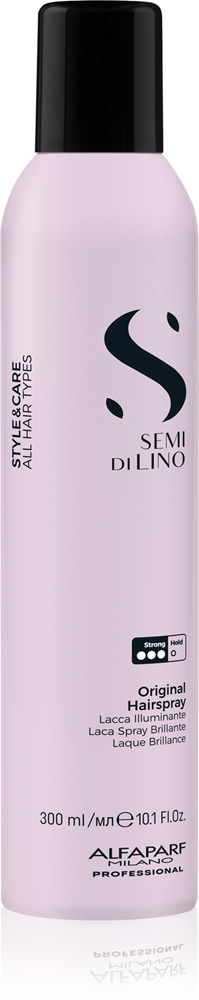 

Оригинальный лак для волос Semi di lino style&care, лак для волос сильной фиксации для блеска Alfaparf Milano, visų tipų plaukams 300 мл