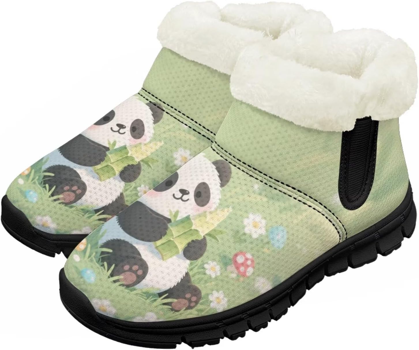

Зимние сапоги Chririnla для девочек, детские сапожки для малышей и мальчиков, теплые обувь с меховой подкладкой, нескользящие модные короткие ботинки, Cute Panda