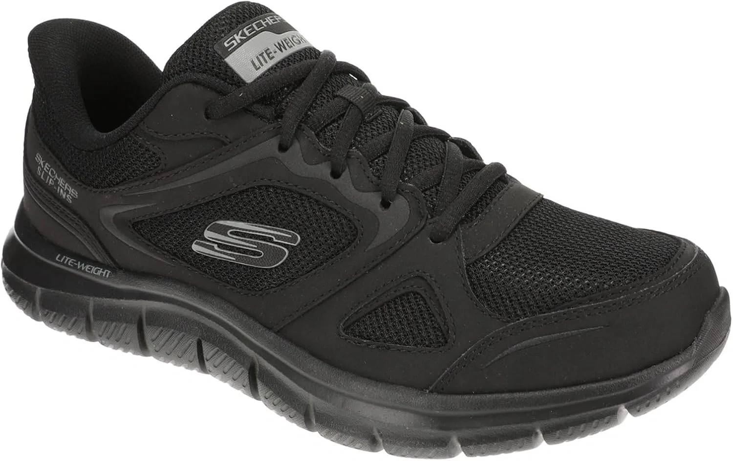 Мужские кроссовки Skechers Hands-Free Slip-ins Track Trainers, Black Leather Mesh Pu