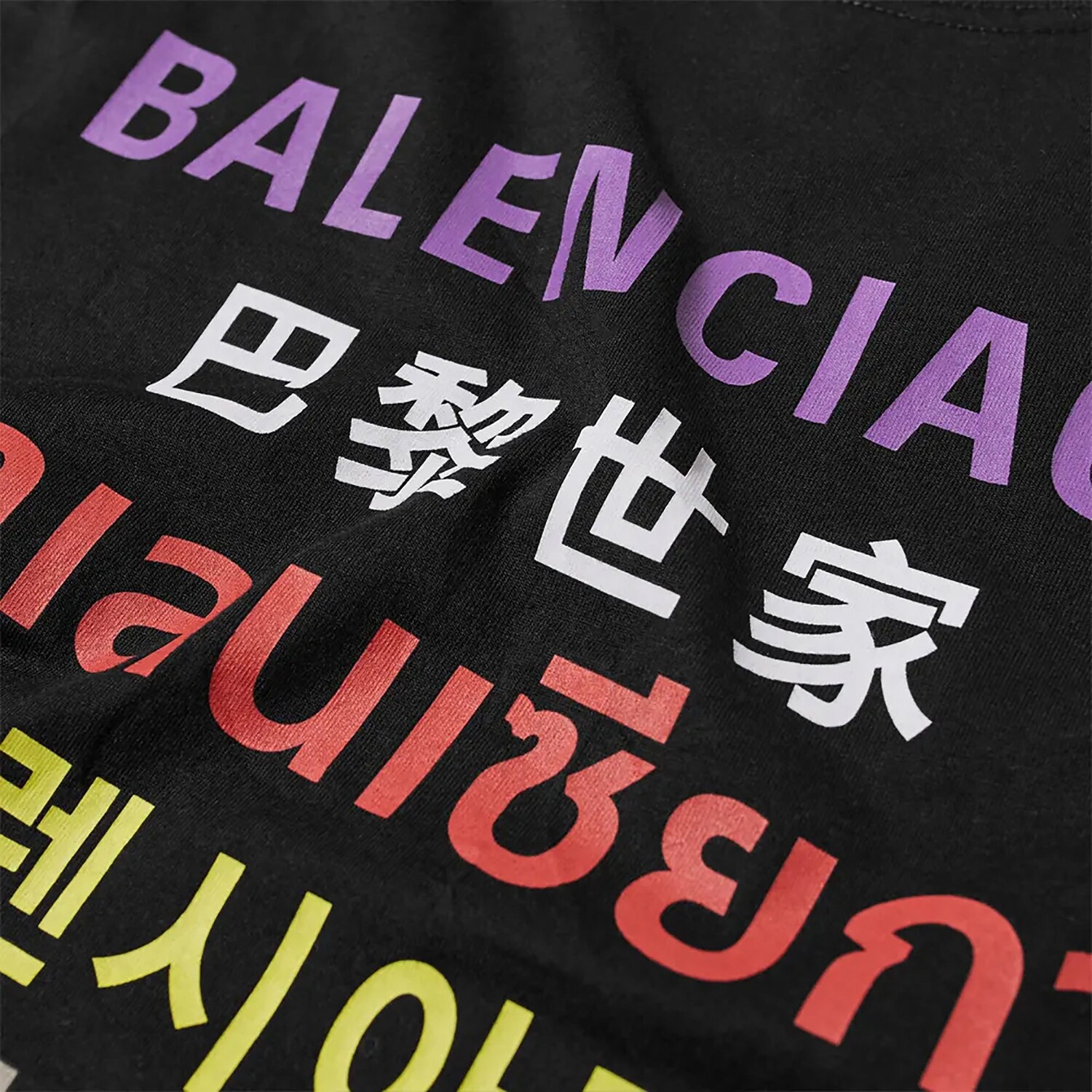 Футболка Balenciaga Languages с логотипом, черный/мультиколор — фото 3