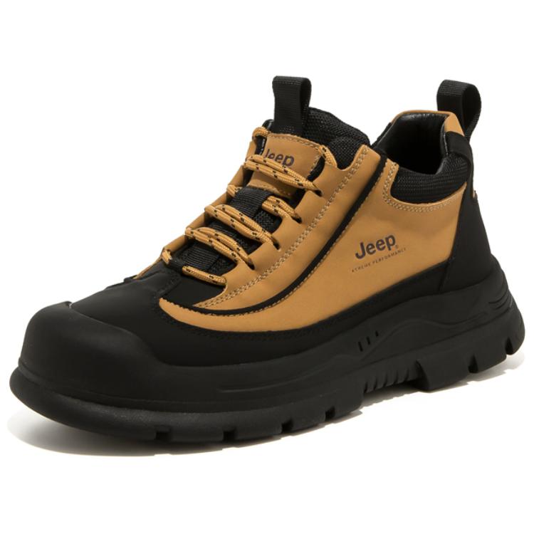 Износостойкие зимние ботинки мужские по щиколотку Earth Yellow Black Jeep, Earth Yellow с флисовой подкладкой — фото 2
