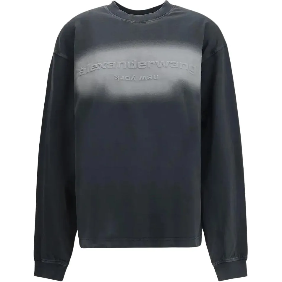 Свитшот с рефлективным принтом Halo Alexander Wang, черный