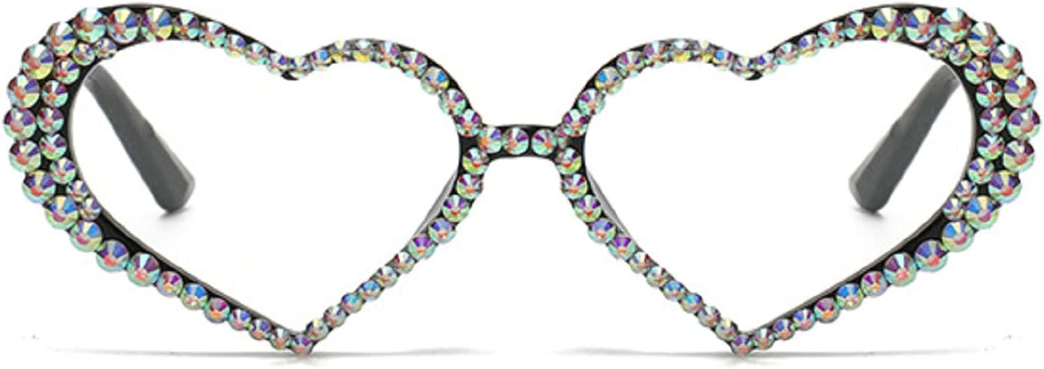 

Сверкающие солнцезащитные очки со стразами, милые солнцезащитные очки в форме сердца для женщин, разноцветные солнцезащитные очки с кристаллами и бриллиантами mincl, Black&clear