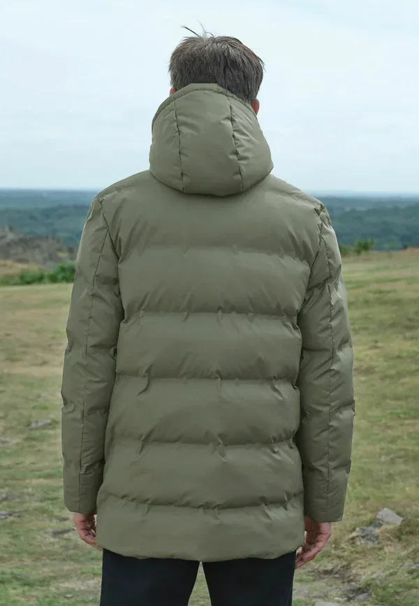 Куртка зимняя пуховик Regular fit Next, термостойкая, водоотталкивающая, прорезиненная, хаки-зеленый — фото 2