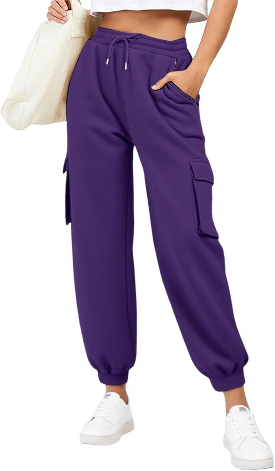 Спортивные брюки карго, женские, с высокой талией, Purple