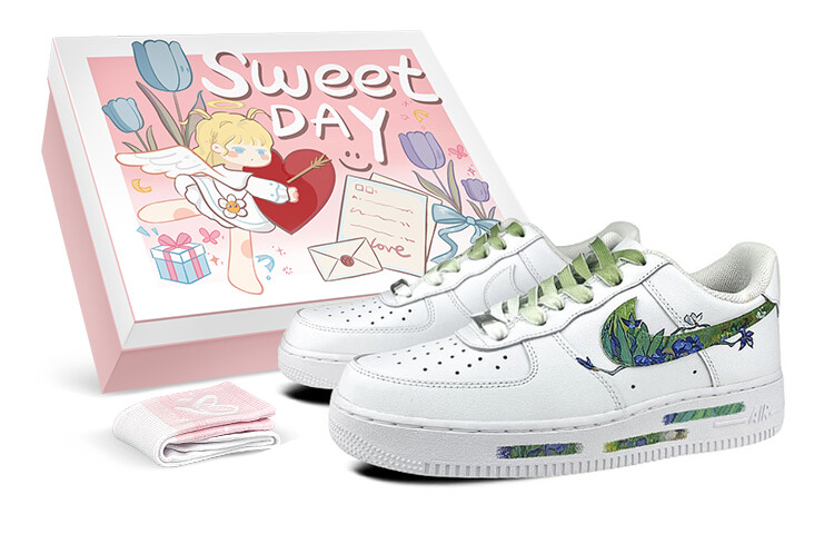 

Кроссовки Nike Air Force 1 Skateboarding Shoes Women's Low-top White/green, белый
