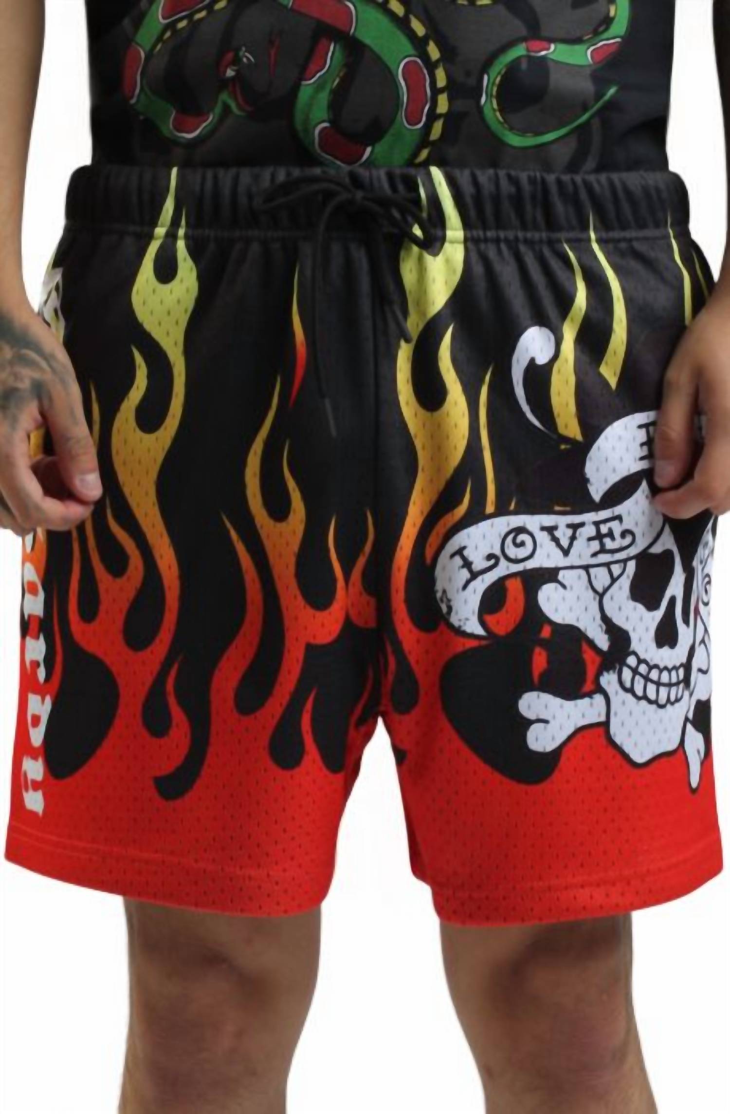 

Мужские шорты Fire Lks Skull Mesh черного цвета Ed Hardy