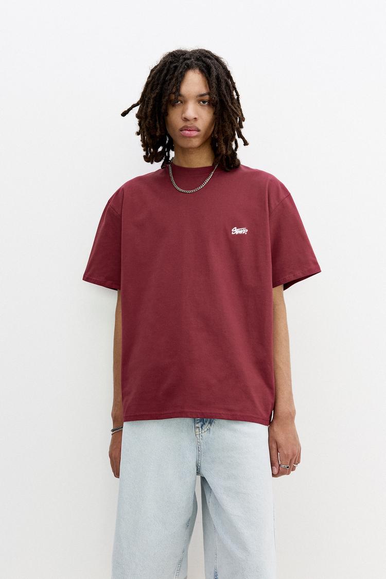 

Футболка с логотипом stwd Pull And Bear, бургундия