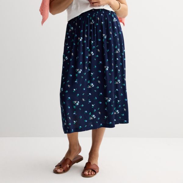 

Женская юбка миди с эластичной талией Croft & Barrow, цвет navy blue floral